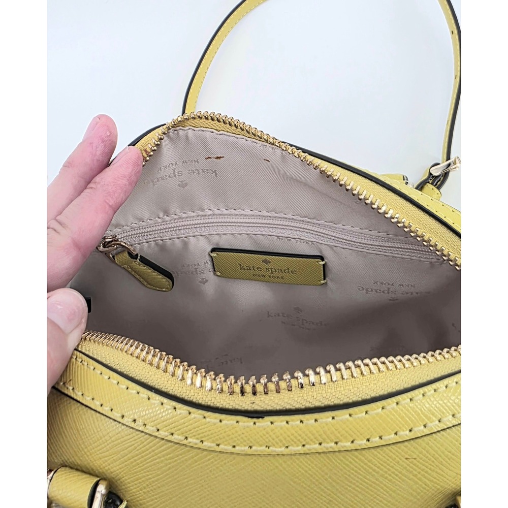 Kate Spade Preppy Satchel Saffiano Leather Crossbody Handbag Women's Yellow - Picture 5 of 9